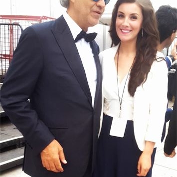 Margaret and Andrea Bocelli backstage at the celebrations for Pope Francis' visit to USA