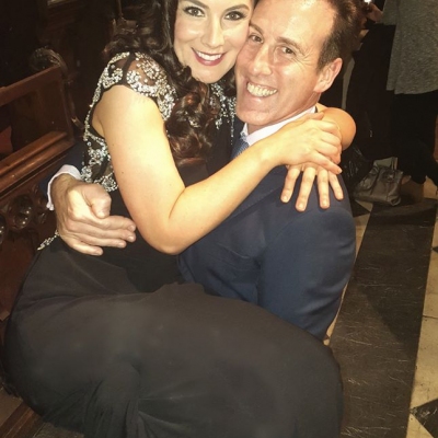 Margaret with Strictly come dancing star Anton Du Becke after performing at the annual Christmas Celebrity concert series