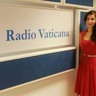 Margaret at the Vatican Radio Broadcast, Rome