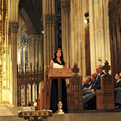 Margaret performing in St Patrick's Cathedral, New York